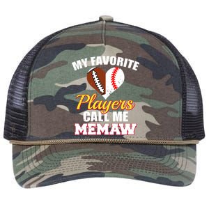 My Favorite Players Call Me Memaw Football Baseball Memaw Gift Retro Rope Trucker Hat Cap