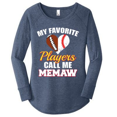 My Favorite Players Call Me Memaw Football Baseball Memaw Gift Women's Perfect Tri Tunic Long Sleeve Shirt