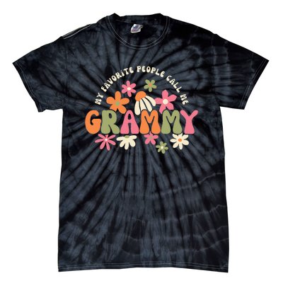 My Favorite People Call Me Grammy Groovy Gift For Grandma Tie-Dye T-Shirt