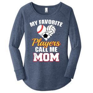 My Favorite Players Call Me Mom Baseball Volleyball Soccer Gift Women's Perfect Tri Tunic Long Sleeve Shirt