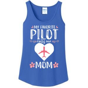 My Favorite Pilot Calls Me Mom Airplane Aviation Funny Gift Ladies Essential Tank