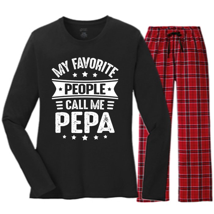 My Favorite People Call Me Pepa Women's Long Sleeve Flannel Pajama Set 