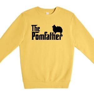 Mens Funny Pomeranian Father Dad The Pom Father Dog Lover Premium Crewneck Sweatshirt