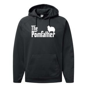 Mens Funny Pomeranian Father Dad The Pom Father Dog Lover Performance Fleece Hoodie