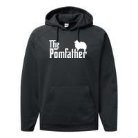 Mens Funny Pomeranian Father Dad The Pom Father Dog Lover Performance Fleece Hoodie