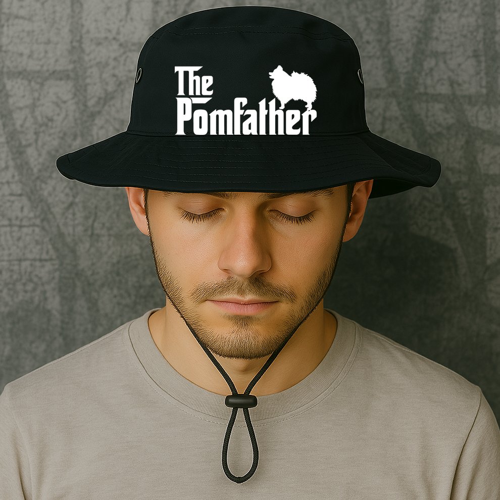 Mens Funny Pomeranian Father Dad The Pom Father Dog Lover Bucket Hat