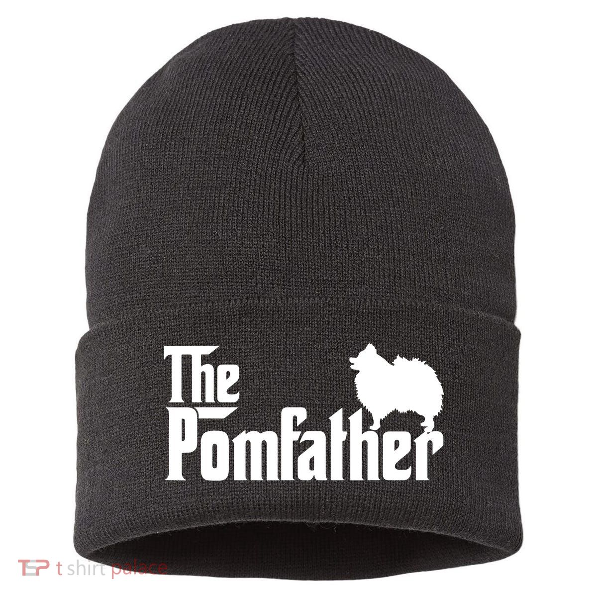 Mens Funny Pomeranian Father Dad The Pom Father Dog Lover Sustainable Knit Beanie