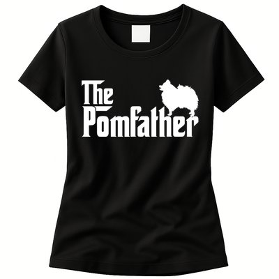 Mens Funny Pomeranian Father Dad The Pom Father Dog Lover Womens T-Shirt