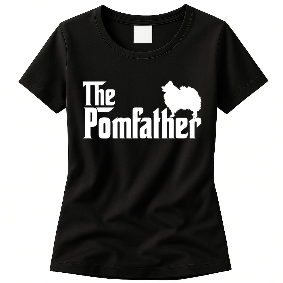Mens Funny Pomeranian Father Dad The Pom Father Dog Lover Womens T-Shirt