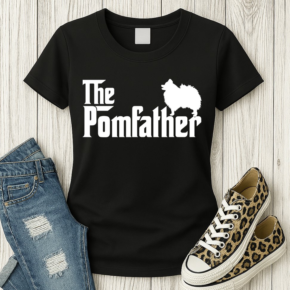 Mens Funny Pomeranian Father Dad The Pom Father Dog Lover Womens T-Shirt