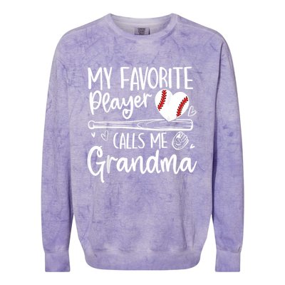 My Favorite Player Calls Me Grandma Baseball Heart Colorblast Crewneck Sweatshirt