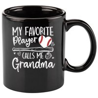 My Favorite Player Calls Me Grandma Baseball Heart 11oz C Handle Ceramic Mug