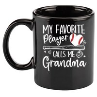 My Favorite Player Calls Me Grandma Baseball Heart 11oz C Handle Ceramic Mug