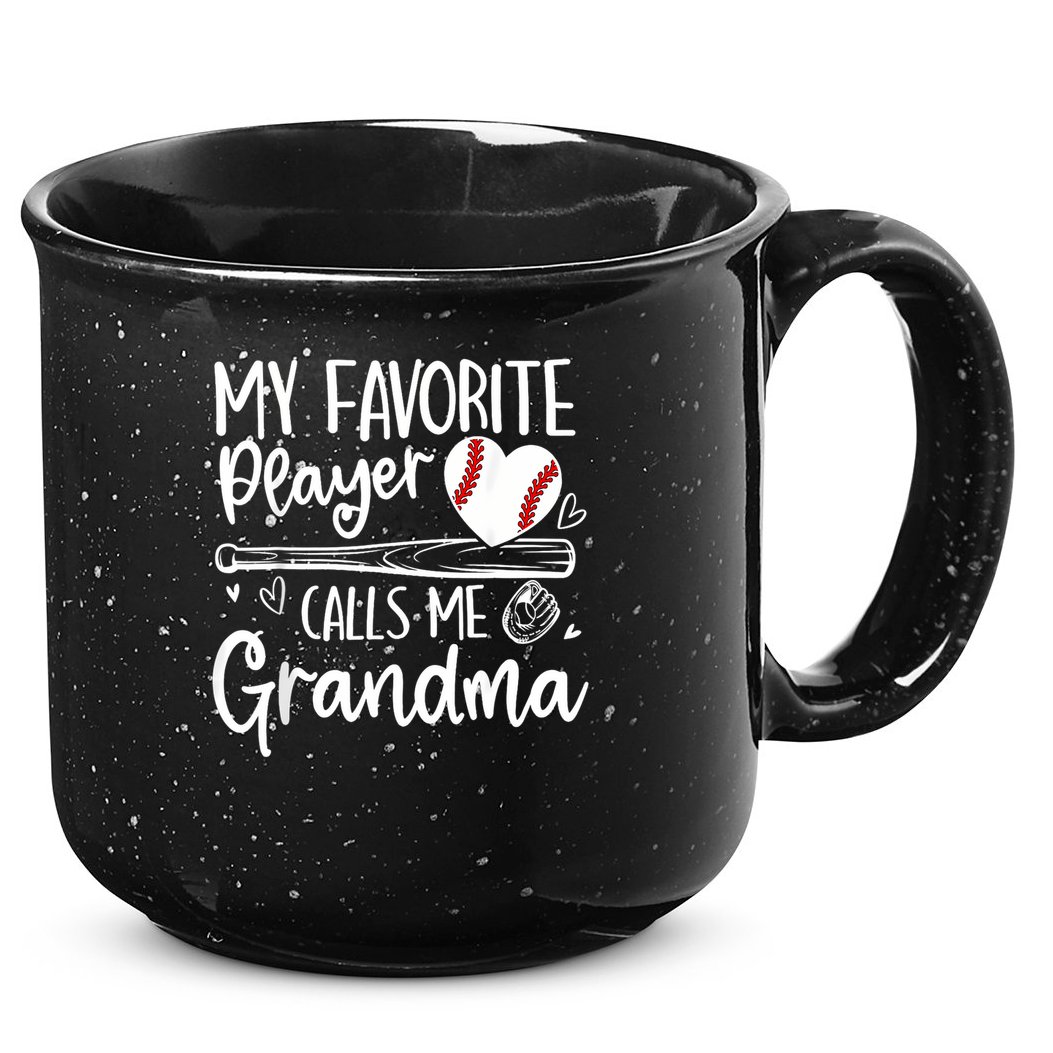 My Favorite Player Calls Me Grandma Baseball Heart 15oz Campfire Ceramic Mug