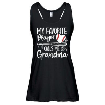 My Favorite Player Calls Me Grandma Baseball Heart Ladies Essential Flowy Tank