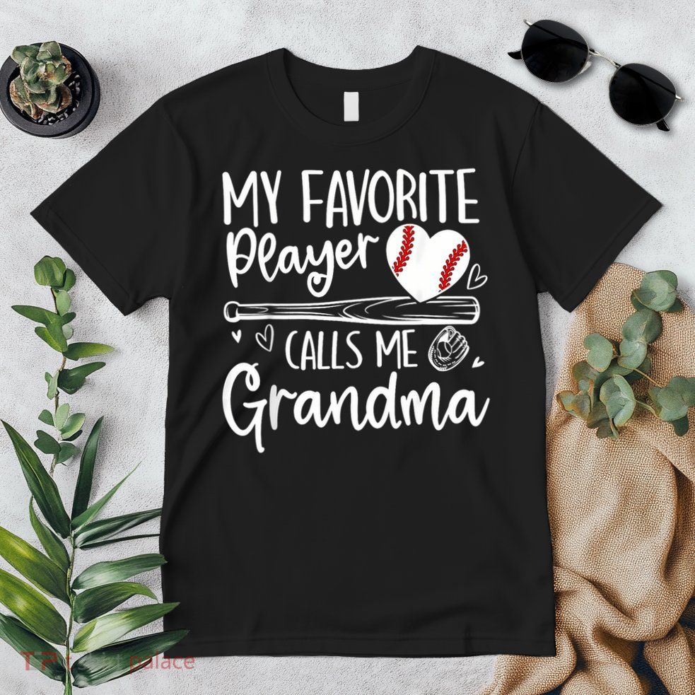 My Favorite Player Calls Me Grandma Baseball Heart Premium T-Shirt