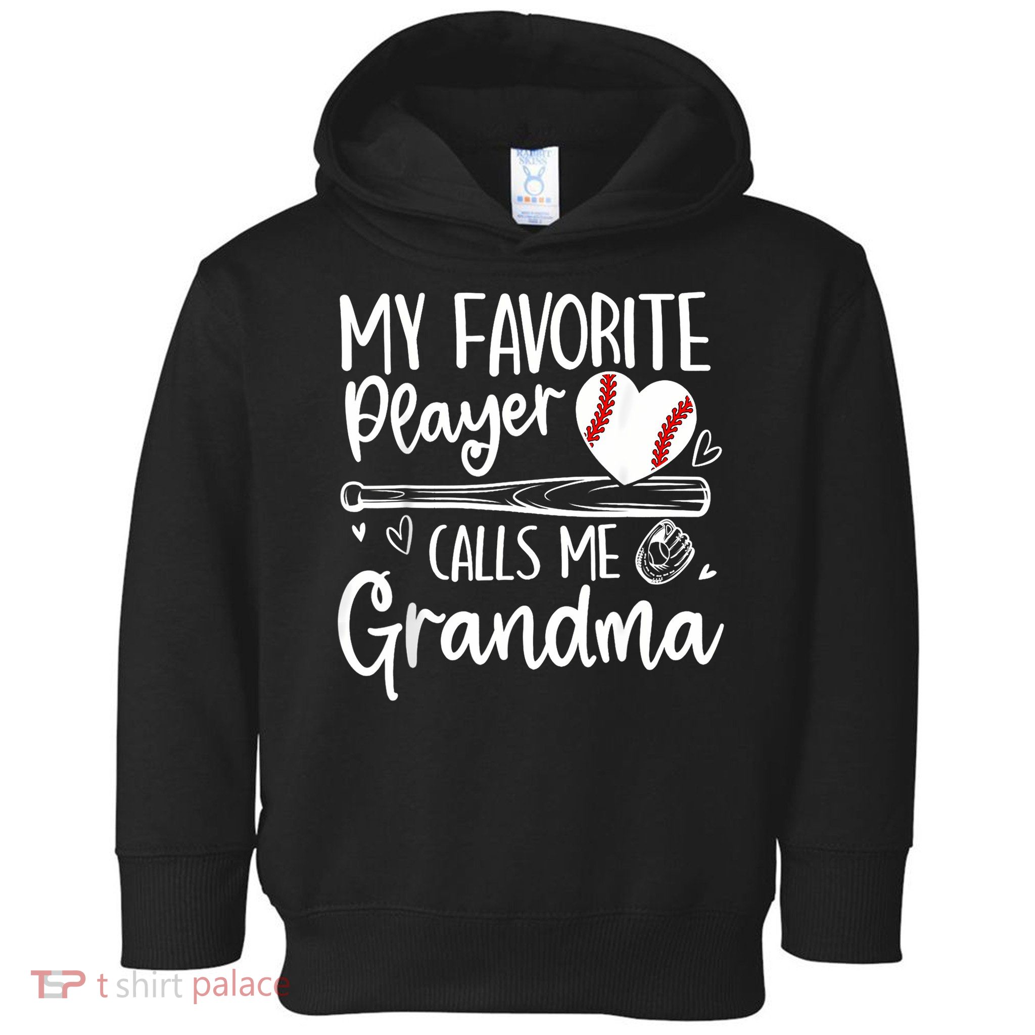 My Favorite Player Calls Me Grandma Baseball Heart Toddler Hoodie