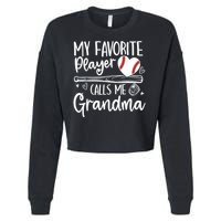 My Favorite Player Calls Me Grandma Baseball Heart Cropped Pullover Crew