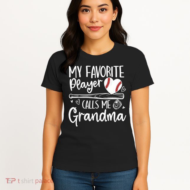 My Favorite Player Calls Me Grandma Baseball Heart Womens T-Shirt