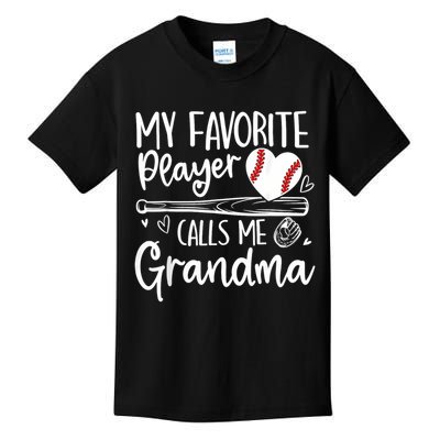 My Favorite Player Calls Me Grandma Baseball Heart Kids T-Shirt