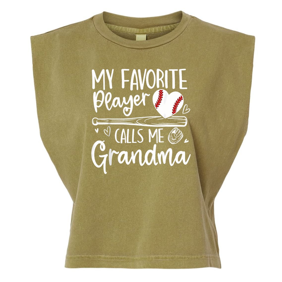 My Favorite Player Calls Me Grandma Baseball Heart Garment-Dyed Women's Muscle Tee