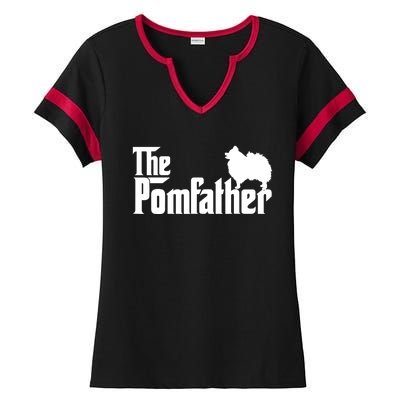 Mens Funny Pomeranian Father Dad The Pom Father Dog Lover TShirt Ladies Halftime Notch Neck Tee