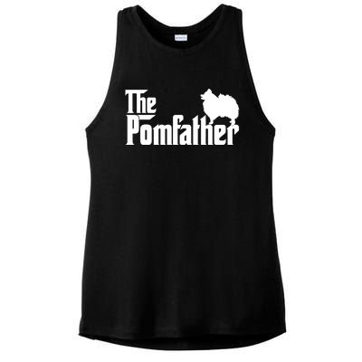 Mens Funny Pomeranian Father Dad The Pom Father Dog Lover TShirt Ladies PosiCharge Tri-Blend Wicking Tank