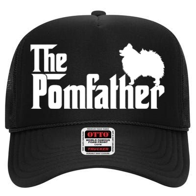 Mens Funny Pomeranian Father Dad The Pom Father Dog Lover TShirt High Crown Mesh Back Trucker Hat