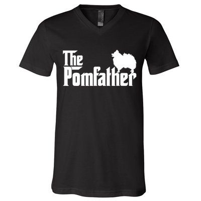 Mens Funny Pomeranian Father Dad The Pom Father Dog Lover TShirt V-Neck T-Shirt
