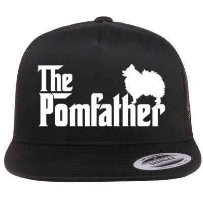 Mens Funny Pomeranian Father Dad The Pom Father Dog Lover TShirt Flat Bill Trucker Hat