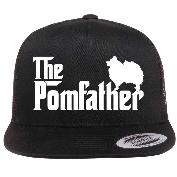 Mens Funny Pomeranian Father Dad The Pom Father Dog Lover TShirt Flat Bill Trucker Hat