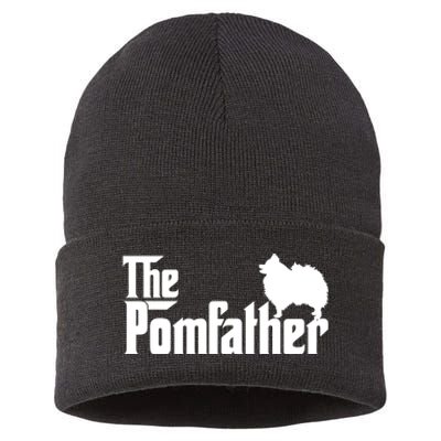 Mens Funny Pomeranian Father Dad The Pom Father Dog Lover TShirt Sustainable Knit Beanie