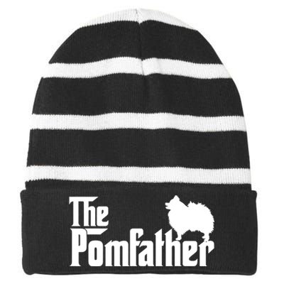 Mens Funny Pomeranian Father Dad The Pom Father Dog Lover TShirt Striped Beanie with Solid Band