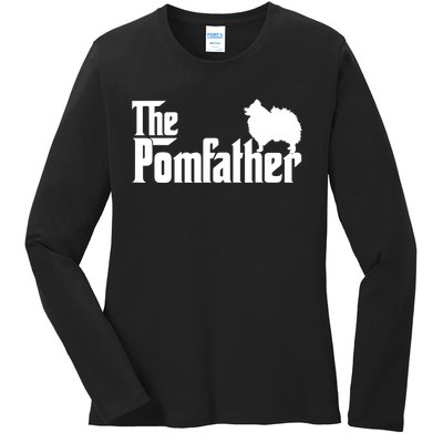 Mens Funny Pomeranian Father Dad The Pom Father Dog Lover TShirt Ladies Long Sleeve Shirt