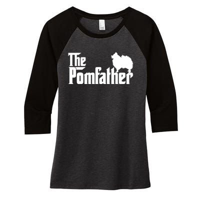 Mens Funny Pomeranian Father Dad The Pom Father Dog Lover TShirt Women's Tri-Blend 3/4-Sleeve Raglan Shirt