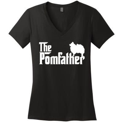 Mens Funny Pomeranian Father Dad The Pom Father Dog Lover TShirt Women's V-Neck T-Shirt