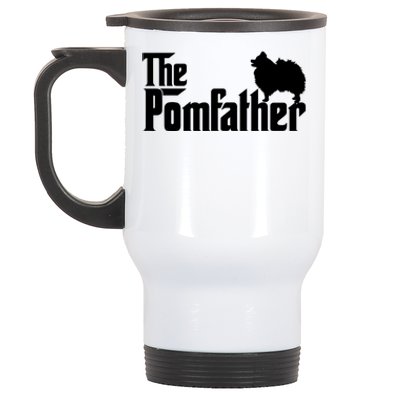 Mens Funny Pomeranian Father Dad The Pom Father Dog Lover TShirt Stainless Steel Travel Mug