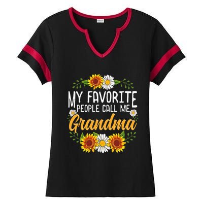 My Favorite People Call Me Grandma Mothers Day Gifts Ladies Halftime Notch Neck Tee