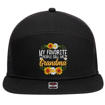 My Favorite People Call Me Grandma Mothers Day Gifts 7 Panel Mesh Trucker Snapback Hat