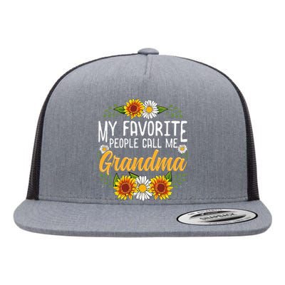 My Favorite People Call Me Grandma Mothers Day Gifts Flat Bill Trucker Hat