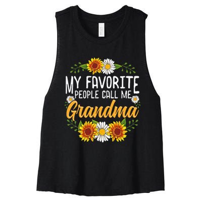 My Favorite People Call Me Grandma Mothers Day Gifts Women's Racerback Cropped Tank