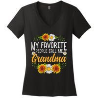 My Favorite People Call Me Grandma Mothers Day Gifts Women's V-Neck T-Shirt