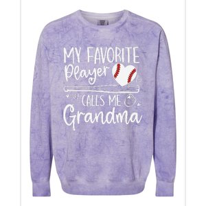 My Favorite Player Calls Me Grandma Baseball Heart Mothers Colorblast Crewneck Sweatshirt