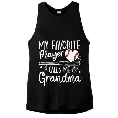 My Favorite Player Calls Me Grandma Baseball Heart Mothers Ladies PosiCharge Tri-Blend Wicking Tank