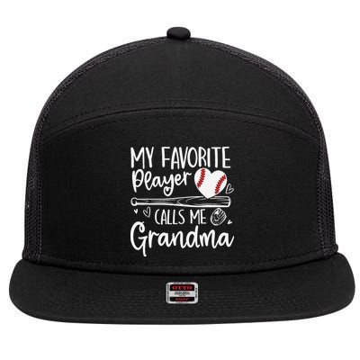 My Favorite Player Calls Me Grandma Baseball Heart Mothers 7 Panel Mesh Trucker Snapback Hat
