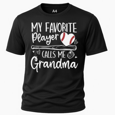 My Favorite Player Calls Me Grandma Baseball Heart Mothers Cooling Performance Crew T-Shirt