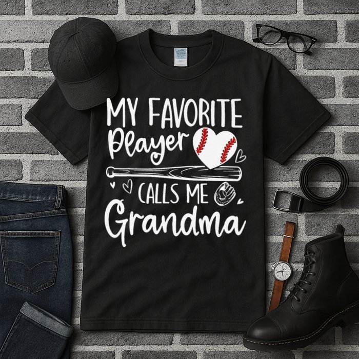 My Favorite Player Calls Me Grandma Baseball Heart Mothers Tall T-Shirt