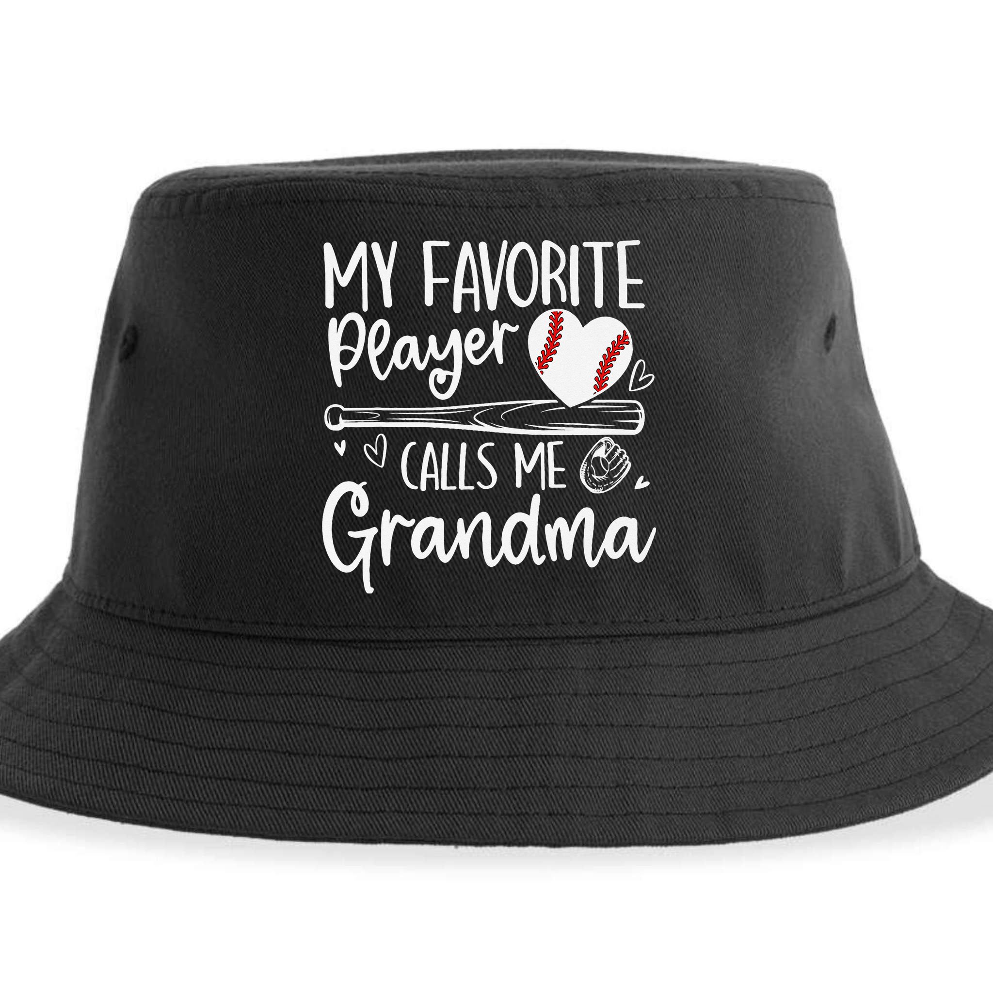 My Favorite Player Calls Me Grandma Baseball Heart Mothers Sustainable Bucket Hat
