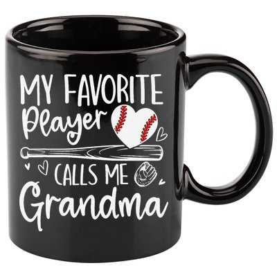 My Favorite Player Calls Me Grandma Baseball Heart Mothers 11oz C Handle Ceramic Mug