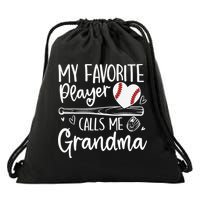 My Favorite Player Calls Me Grandma Baseball Heart Mothers Drawstring Bag